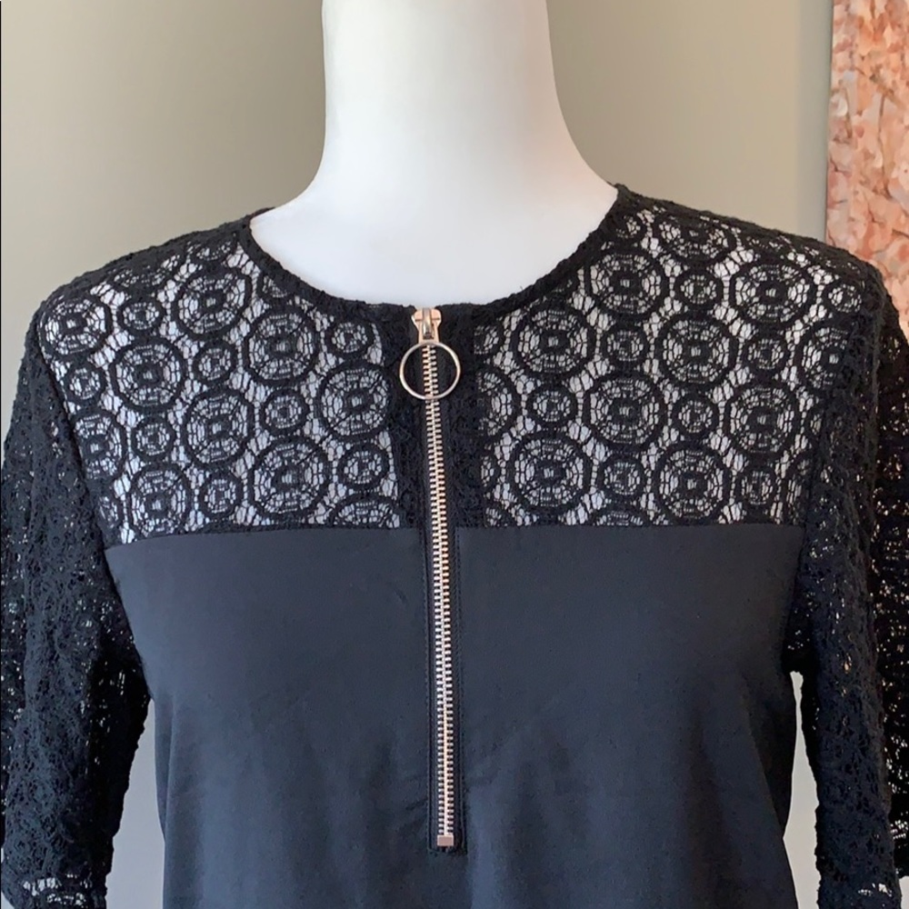 Avec Les Filles Lace Insert Mini Shift Dress - Picture 4 of 6